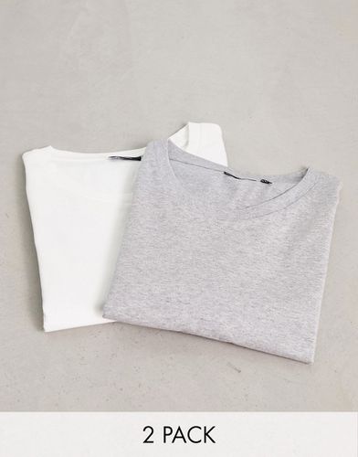 Confezione da 2 T-shirt girocollo bianca e grigio mélange - ASOS DESIGN - Modalova