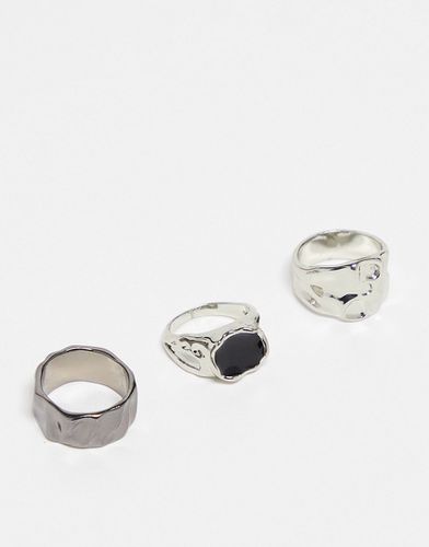 Confezione da 3 anelli multicolore con design effetto metallo fuso - ASOS DESIGN - Modalova