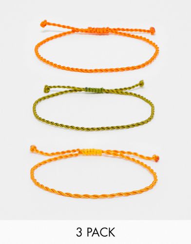 Confezione da 3 bracciali in corda arancioni e verde - ASOS DESIGN - Modalova