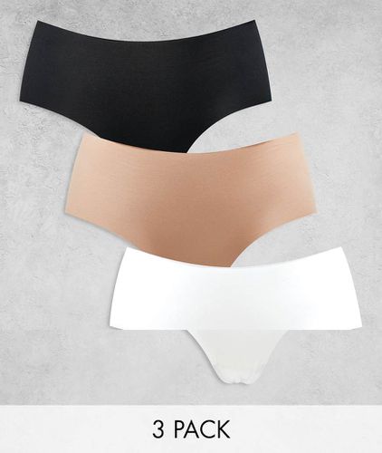 Confezione da 3 culotte a vita bassa neri, bianchi e beige invisibili - ASOS DESIGN - Modalova