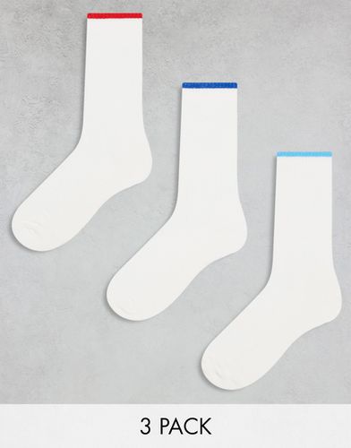 Confezione da 3 calze écru con bordo a contrasto - ASOS DESIGN - Modalova