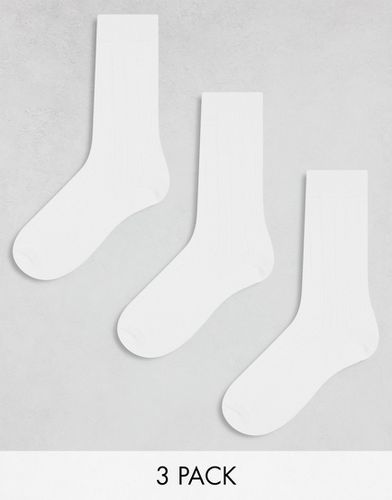 Confezione da 3 paia di calzini bianchi a coste - ASOS DESIGN - Modalova