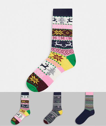 Confezione da 3 paia di calzini con stampa Fair Isle - ASOS DESIGN - Modalova