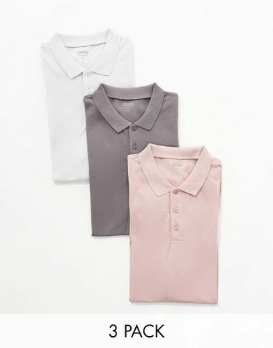 Confezione da 3 polo in piqué in diversi colori - ASOS DESIGN - Modalova