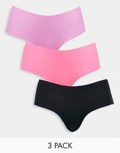 Confezione da 3 slip a pantaloncino invisibili nero, rosa e viola - ASOS DESIGN - Modalova