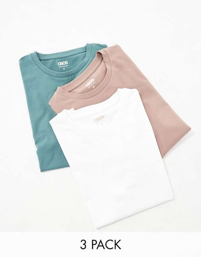 Confezione da 3 T-shirt attillate in colorazioni multiple - ASOS DESIGN - Modalova