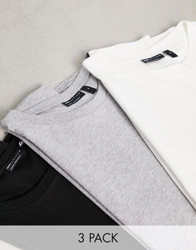 Confezione da 3 T-shirt girocollo bianca, grigio mélange e nera - ASOS DESIGN - Modalova