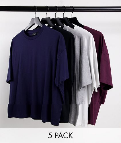 Confezione da cinque t-shirt oversize in colori misti - ASOS DESIGN - Modalova