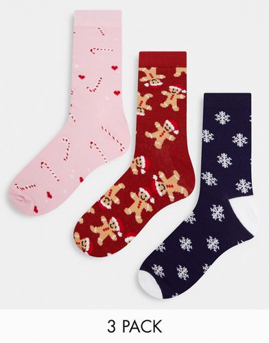 Confezione regalo da 3 paia di calzini natalizi - ASOS DESIGN - Modalova