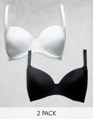 Coppe Grandi - Confezione da 2 reggiseni T-shirt bra sagomati in microfibra nero e bianco - ASOS DESIGN - Modalova