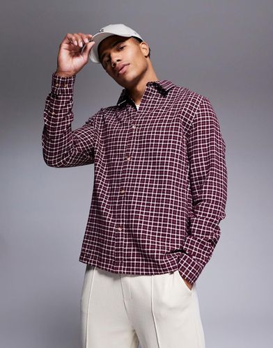 Camicia bordeaux a quadri dad - ASOS DESIGN - Modalova