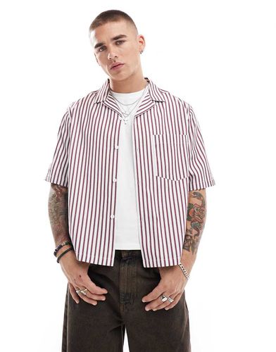 Camicia comoda squadrata con rever bordeaux e a righe - ASOS DESIGN - Modalova