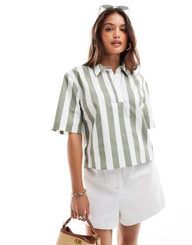 Camicia corta a maniche corte kaki a righe - ASOS DESIGN - Modalova