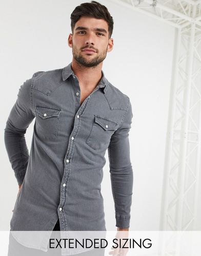 Camicia di jeans stile western skinny grigia - ASOS DESIGN - Modalova