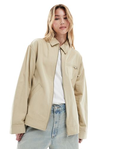 Camicia giacca harrington in twill color pietra - ASOS DESIGN - Modalova