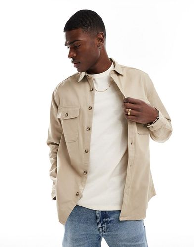 Camicia giacca in cotone, color pietra - ASOS DESIGN - Modalova