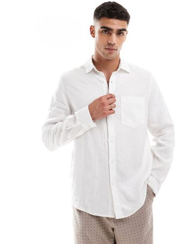 Camicia giacca in lino premium bianca - ASOS DESIGN - Modalova