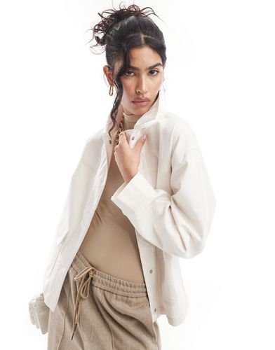 Camicia giacca in twill di cotone écru con tasca - ASOS DESIGN - Modalova