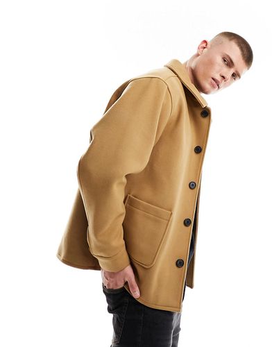 Camicia giacca oversize in misto lana color cammello - ASOS DESIGN - Modalova