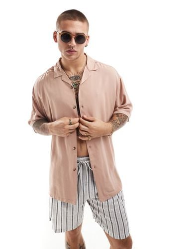 Camicia oversize anni '90 in viscosa con colletto con rever, colore rosa polvere - ASOS DESIGN - Modalova