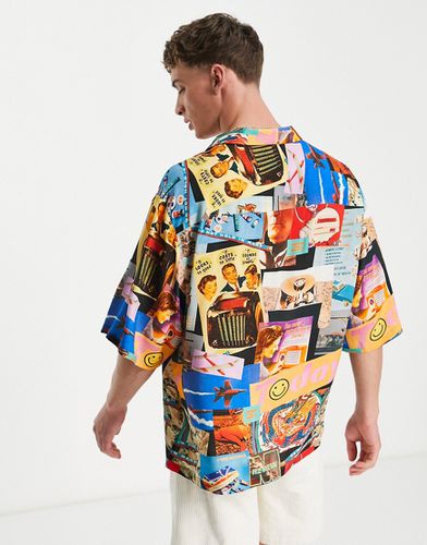 Camicia oversize con stampa vivace rétro con spalle scivolate e colletto con rever - ASOS DESIGN - Modalova