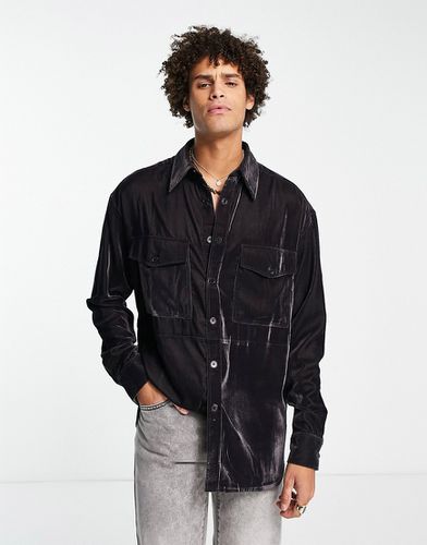 Camicia oversize in velluto color ardesia con tasche - ASOS DESIGN - Modalova