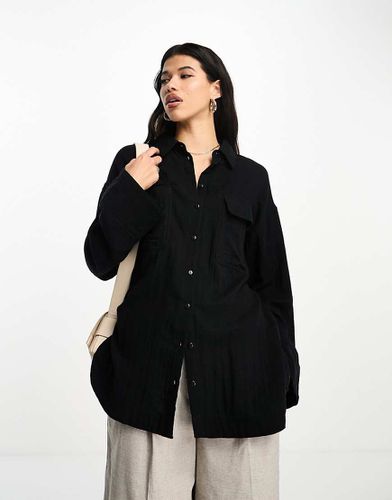 Camicia oversize nera in mussola - ASOS DESIGN - Modalova