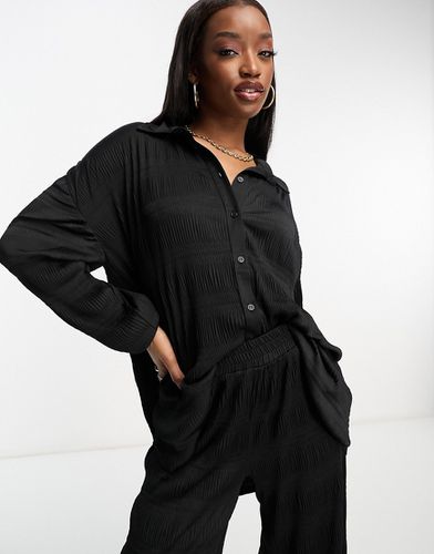 Camicia oversize nera plissé in coordinato - ASOS DESIGN - Modalova