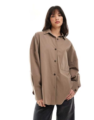 Camicia oversize premium in tessuto misto nylon color cammello - ASOS DESIGN - Modalova