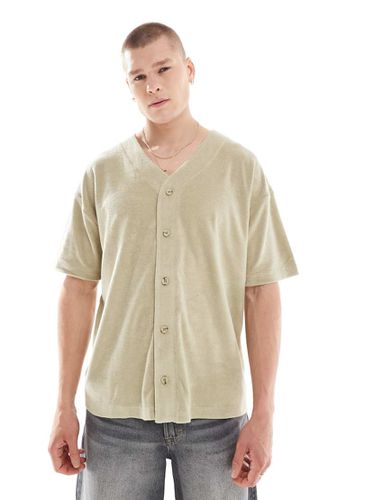 Camicia oversize stile baseball in spugna - ASOS DESIGN - Modalova