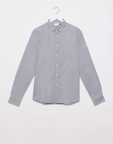 Camicia Oxford slim in filato tinto antracite - GREY - ASOS DESIGN - Modalova