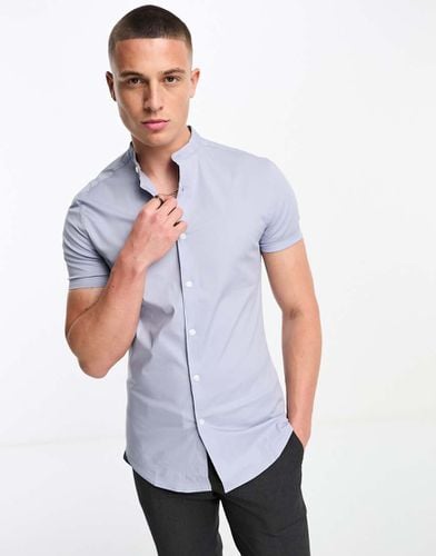 Camicia skinny fiordaliso con collo serafino - ASOS DESIGN - Modalova