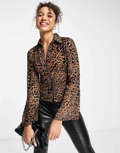 Camicia slim fit con effetto dévoré animalier - ASOS DESIGN - Modalova