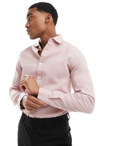 Camicia slim fit testurizzata a nido d'ape con colletto alla francese - ASOS DESIGN - Modalova