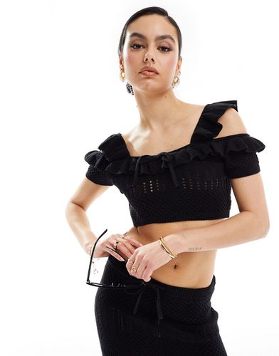 Canottiera in maglia nera con laccetto in coordinato - ASOS DESIGN - Modalova