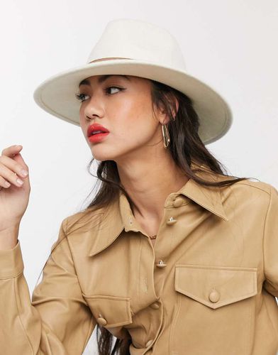 Cappello fedora crema in feltro con fascia bianca e regolazione - ASOS DESIGN - Modalova