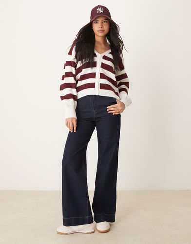 Cardigan oversize soffice a righe bordeaux - ASOS DESIGN - Modalova