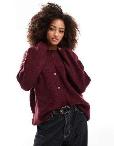 Cardigan soffice in maglia bordeaux con maniche raglan - ASOS DESIGN - Modalova