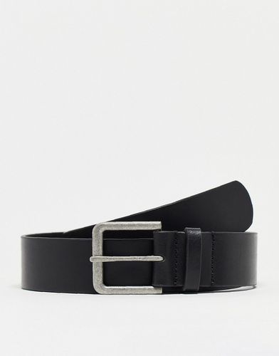 Cintura elegante in pelle nera con fibbia argento brunito - ASOS DESIGN - Modalova