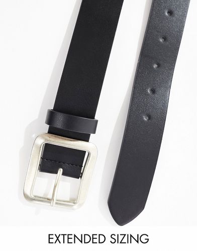 Cintura in pelle sintetica nera con fibbia squadrata - ASOS DESIGN - Modalova