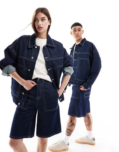 Circular Design Collection - Giacca di jeans unisex oversize rinse wash con cuciture a contrasto - ASOS DESIGN - Modalova