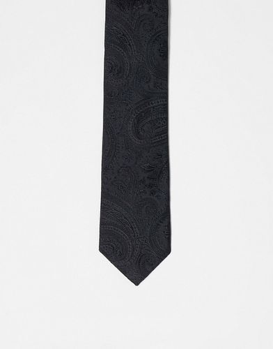 Cravatta sottile nera con stampa cachemire - ASOS DESIGN - Modalova