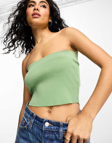 Crop top a fascia in maglia kaki - ASOS DESIGN - Modalova