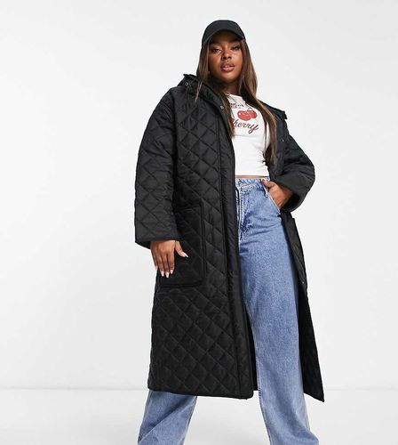 ASOS DESIGN Curve - Cappotto lungo trapuntato nero - ASOS Curve - Modalova