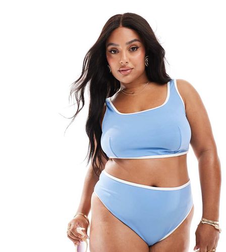 Curve - Crop top bikini polvere con profili a contrasto - ASOS DESIGN - Modalova