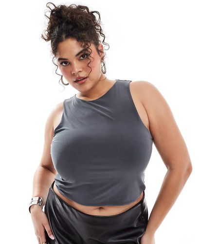 ASOS DESIGN Curve - Crop top sinuoso a doppio strato antracite - ASOS Curve - Modalova