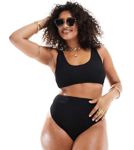 Curve - Amy - Mix and Match - Crop top bikini skinny effetto stropicciato con scollo rotondo - ASOS DESIGN - Modalova