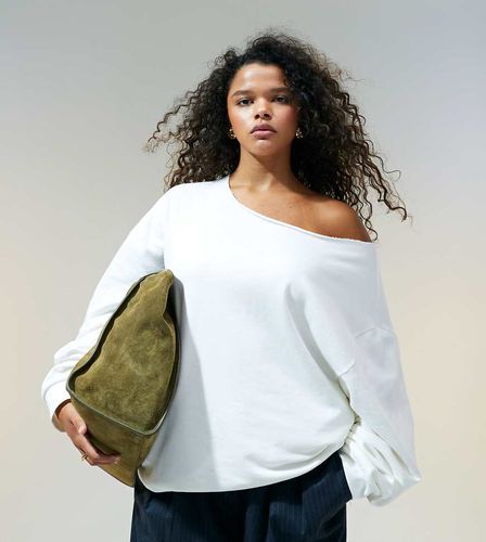 ASOS DESIGN Curve - Felpa oversize bianca con spalle scoperte - ASOS Curve - Modalova