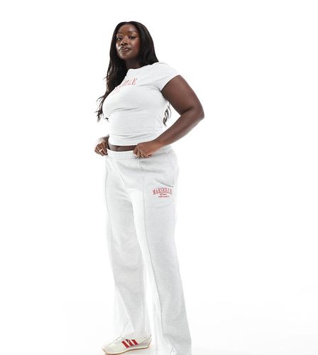 ASOS DESIGN Curve - Pantalon de jogging droit avec broderie Marseille - Glacier chiné - Asos Curve - Modalova