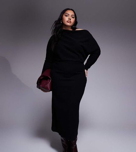 ASOS DESIGN Curve - Robe mi-longue ultra-douce à manches longues et épaules tombantes - Asos Curve - Modalova